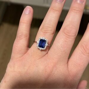 Elegant Blue Sapphire and cz diamonds